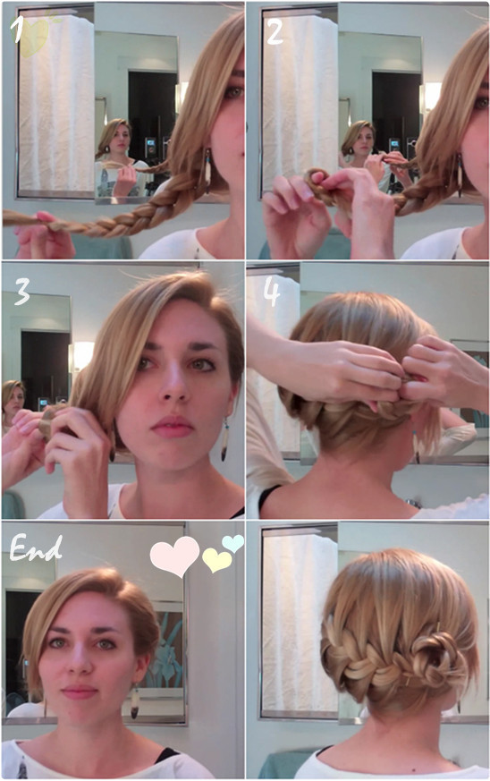 1434421137 elegant side french braided hair with meidum human hair extension clip in